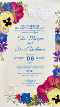 White Floral Wedding Invitation Instagram Story template