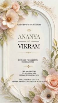 White Floral Wedding Invitation Instagram Story Video template