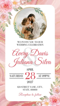 White Floral Wedding Invitation Instagram Story Video template