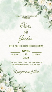 White Floral Wedding Invitation Instagram Story template