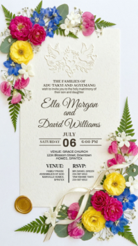 White Floral Wedding Invitation Instagram Story template