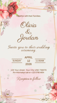 White Floral Wedding Invitation Instagram Story template