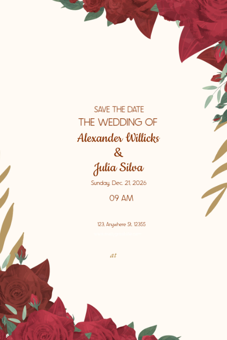 White Floral Wedding Invitation Poster Template | PosterMyWall