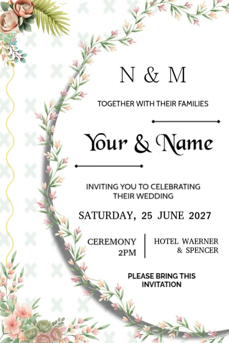 White Floral Wedding Invitation Poster Video Template | PosterMyWall