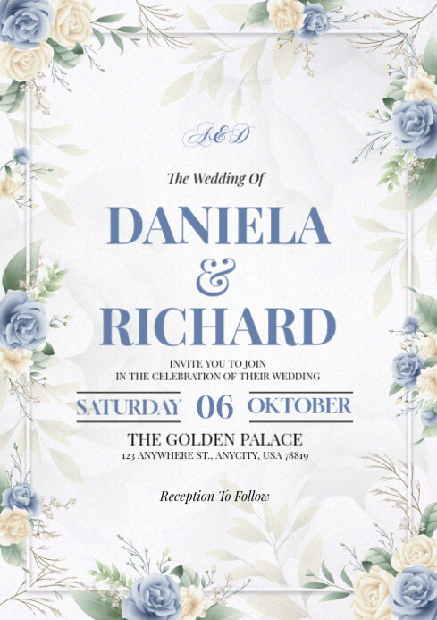 White Wedding Invitation A4 Template | PosterMyWall