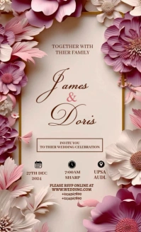 White Floral Wedding Invitations Card Us Legal template