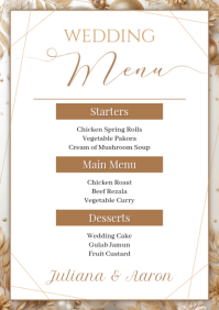 White Floral Wedding Menu A5 template