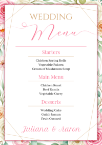 White Floral Wedding Menu A5 template