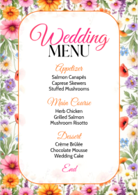 Weiß Wedding Menu A6 Template