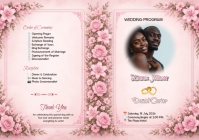 White Floral Wedding Program A3 template