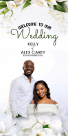 White Floral Wedding Roll Up Banner 3' × 6' template