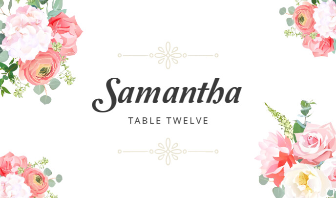 Table Name Tags Examples White Floral Wedding Table Name Tag Template | PosterMyWall