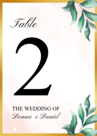White Floral Wedding Table Number A6 template
