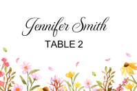 White Floral Wedding Table Place Card Label ป้าย template