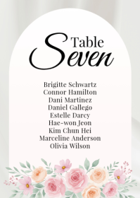 White Wedding Table Seating A6 Template