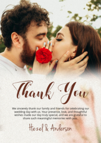 White Floral Wedding Thank You A2 template