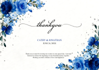 White Floral Wedding Thank You Card A5 template