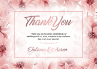White Floral Wedding Thank You Card A6 template