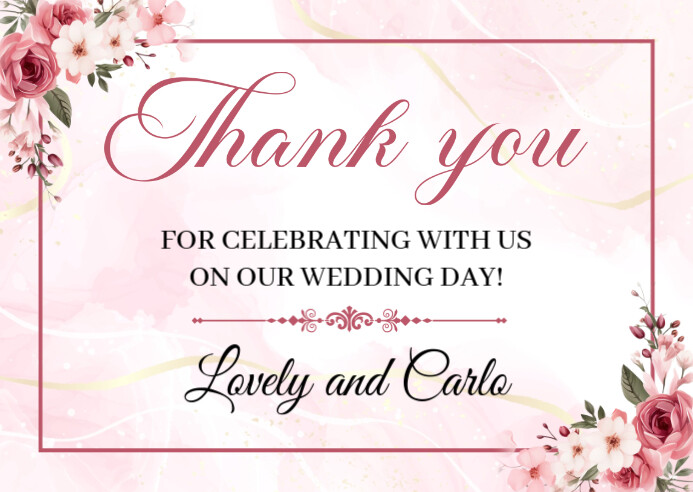 White Floral Wedding Thank You Postcard Template | PosterMyWall