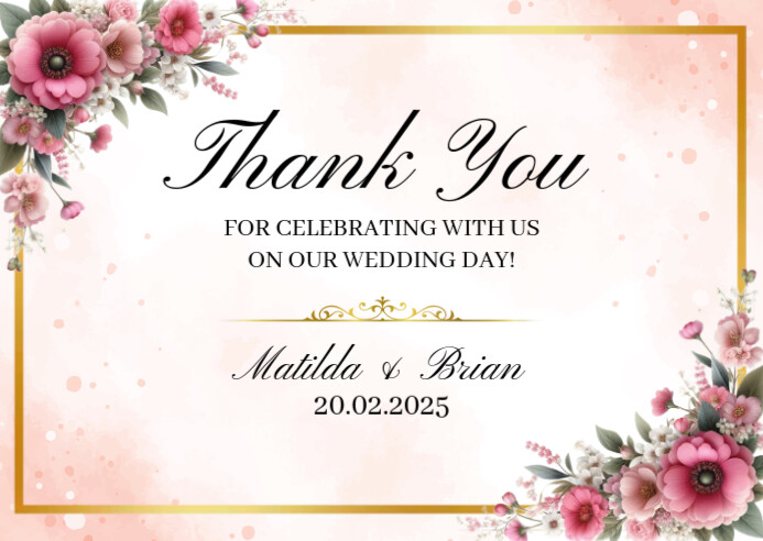 Plantilla de White Floral Wedding Thank You Postcard | PosterMyWall
