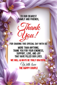 White Floral Wedding Thank You Poster Iphosta template