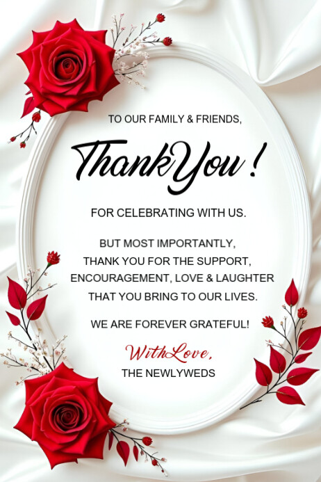 Copy of White Floral Wedding Thank You/ Thank You Card Poster ...