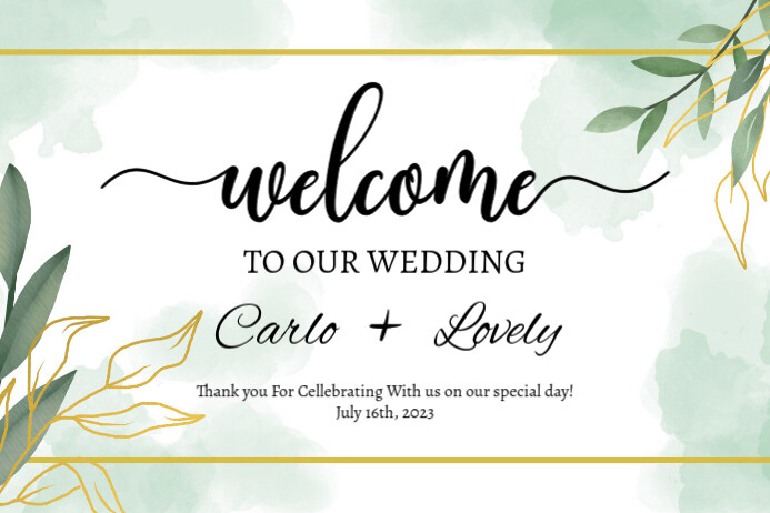 White Floral Wedding Welcome Sign Poster Template | PosterMyWall