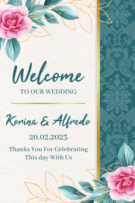 White Floral Wedding Welcome Sign Poster | PosterMyWall