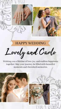 White Floral Wedding Wish Photo Collage Insta Instagram-verhaal template