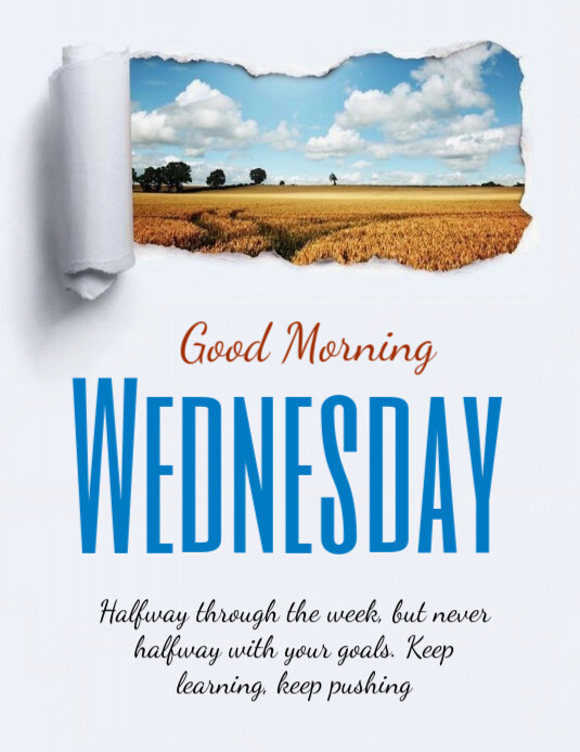 White Floral Wednesday Poste Flyer (us Letter) template