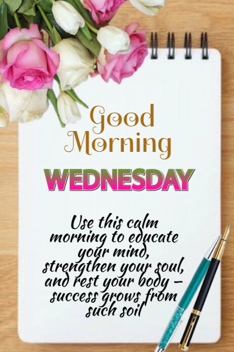 White Floral Wednesday Poste Poster Plakkaat template
