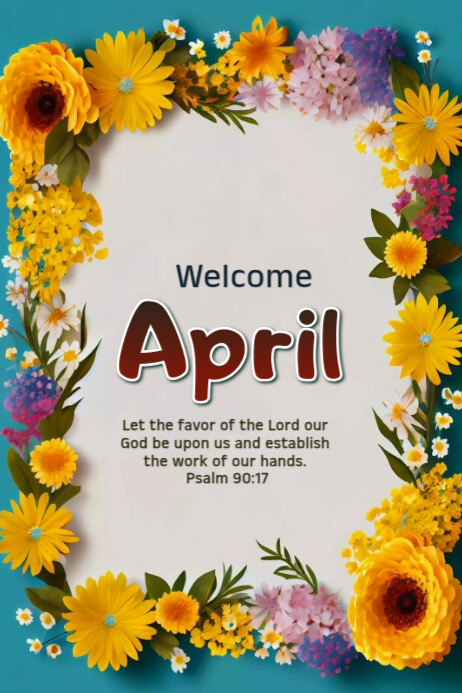 White Floral Welcome April Banner 4' × 6' Template | PosterMyWall