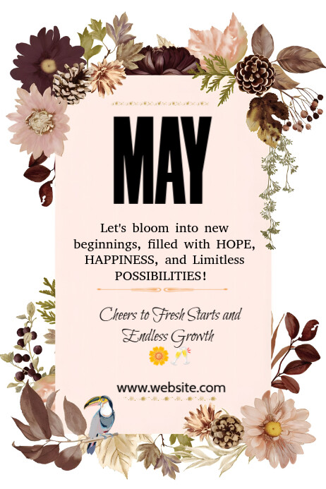 White Floral Welcome May Poster Template | PosterMyWall