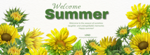 Blanc Floral Welcome Summer Facebook Cover Photo Facebook 封面图片 Template