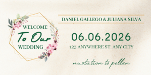 White Floral Welcome To Our Wedding Invitation Card  Eventbrite Banner template