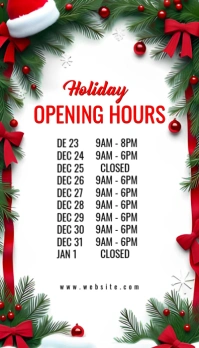 White Floral White Background Maximalist Holiday Opening Hours  Business Card Visitenkarte template