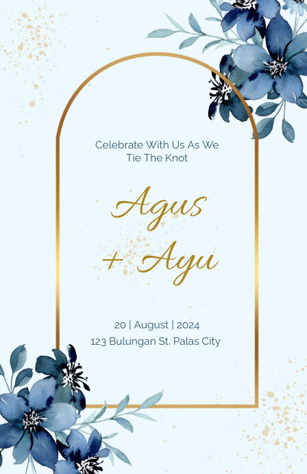 White Floral White Blue Floral Wedding Celebr Poniekoerant template