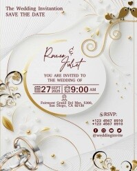 White Floral White Wedding Invitation-save The Date Instagram Portrait template