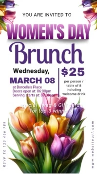 White Floral Women's Day Brunch Instagram Story template