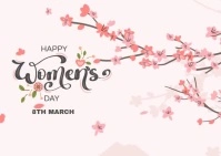 White Floral  Women's Day Greeting Card Design Postcard Carte postale template