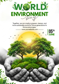 White Floral World Environment Day A4 template