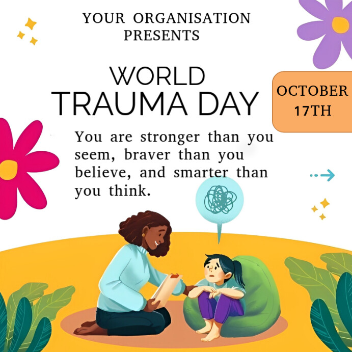 White Floral World Trauma Day Instagram Post template