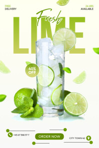 White Fresh Lime Juice Poster template