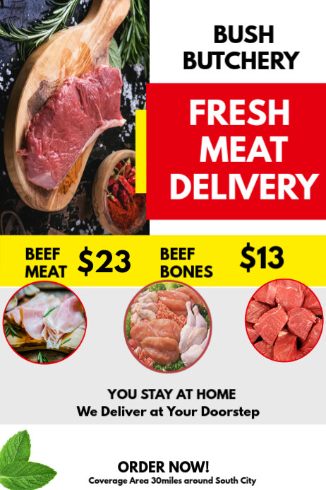 Meat Delivery Post Copy of White Fresh Meat Delivery Poster | PosterMyWall