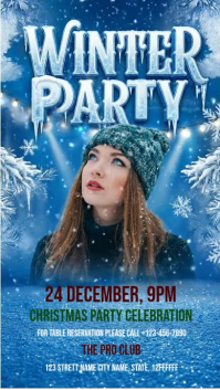 White Frozen Winter Wonderland DJ Party Flyer Instagram Story template