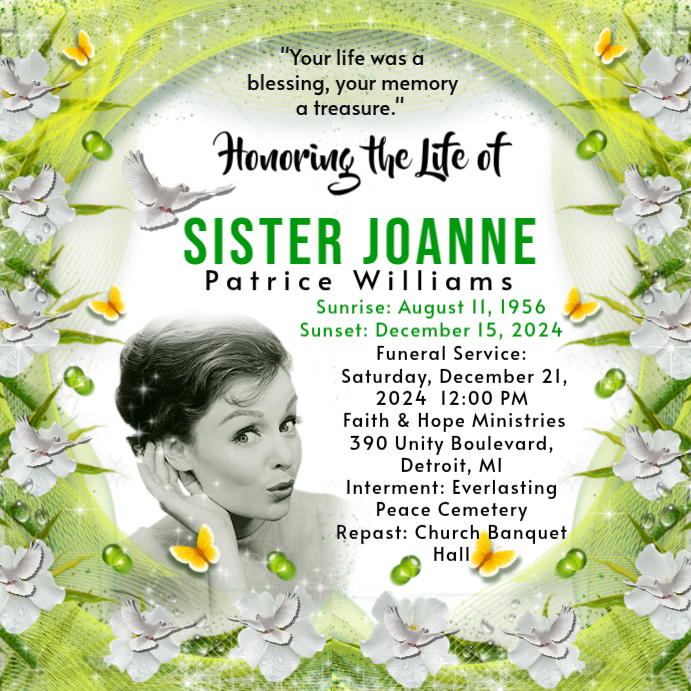 White Funeral Announcement Instagram Post Template | PosterMyWall