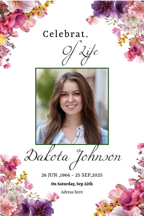 White funeral  program card template Poster