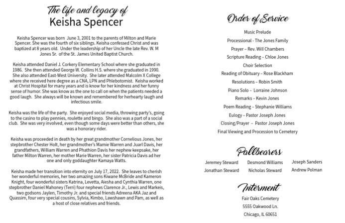 Funeral Program Inside Design White Funeral Program Inside Large Booklet Template | PosterMyWall