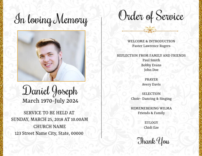 Funeral Program Template Funeral Program Template