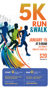White Futuristic 5k Run & Walk Event Instagram Story Instagram-verhaal template